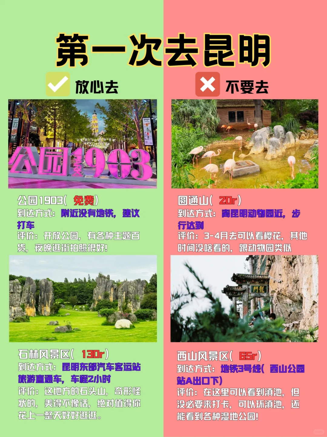 听劝，第一次去昆明，一定要认真做攻略‼️