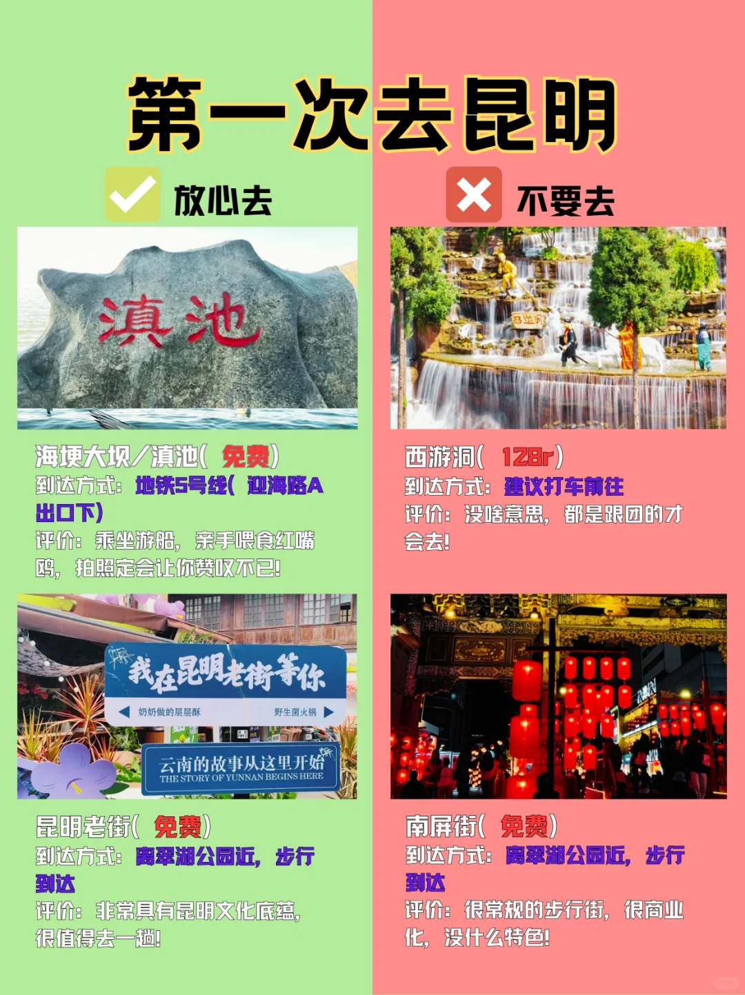 听劝，第一次去昆明，一定要认真做攻略‼️