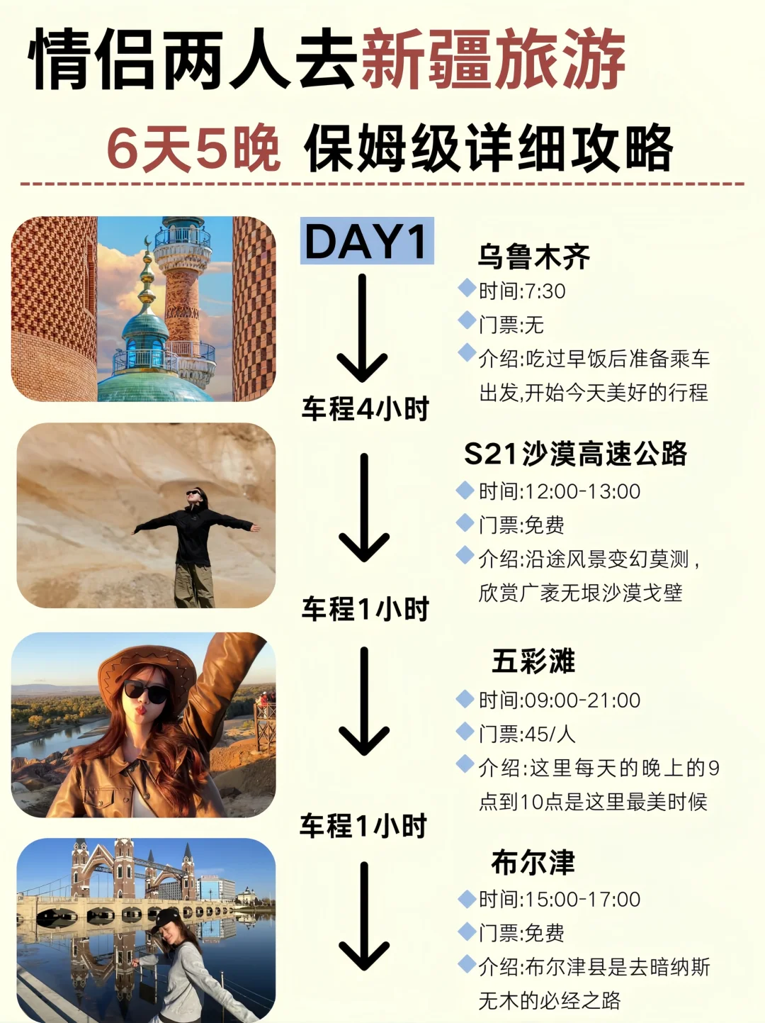 情侣两人📍新疆旅游6天5晚路线攻略💛