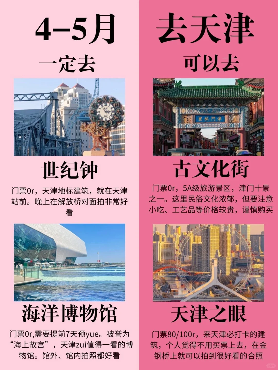 4-5月来天津的姐妹码住‼️超全旅游攻略