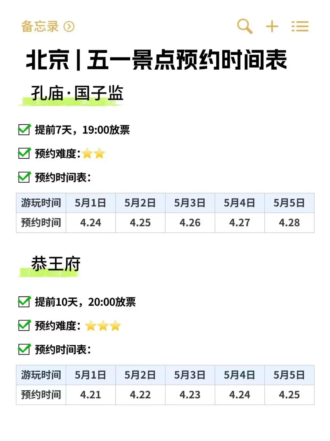 北京五一旅游 | 热门景点预约时间表⏰