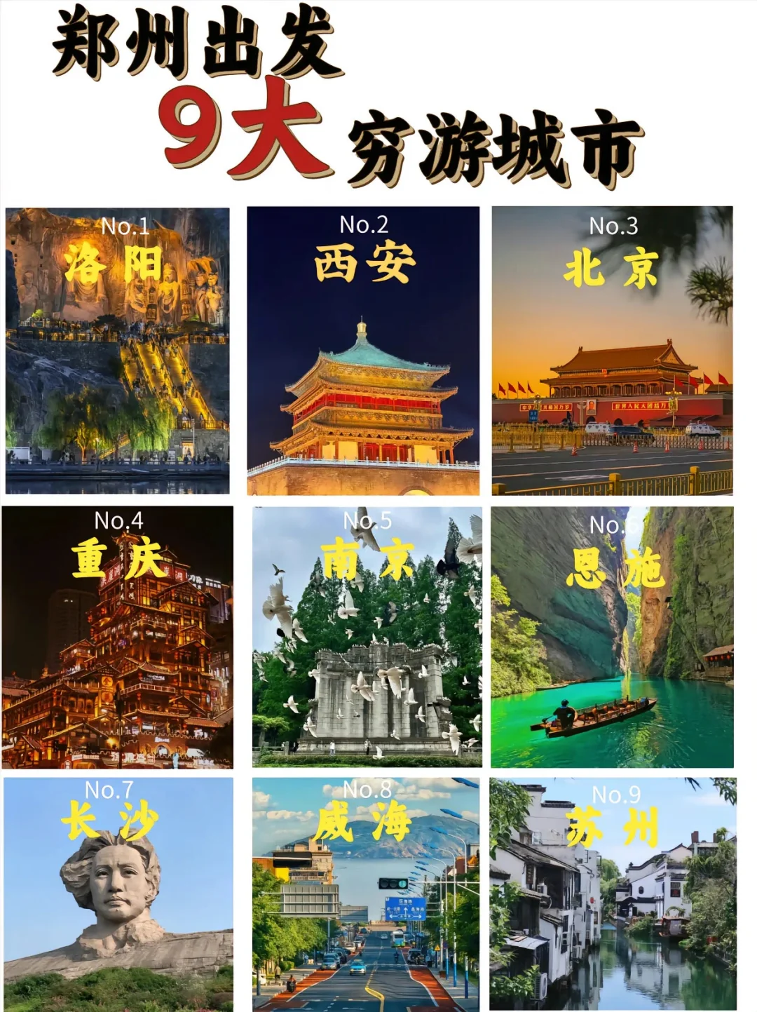 郑州出发❗️适合穷游的九大城市❗️❗️❗️