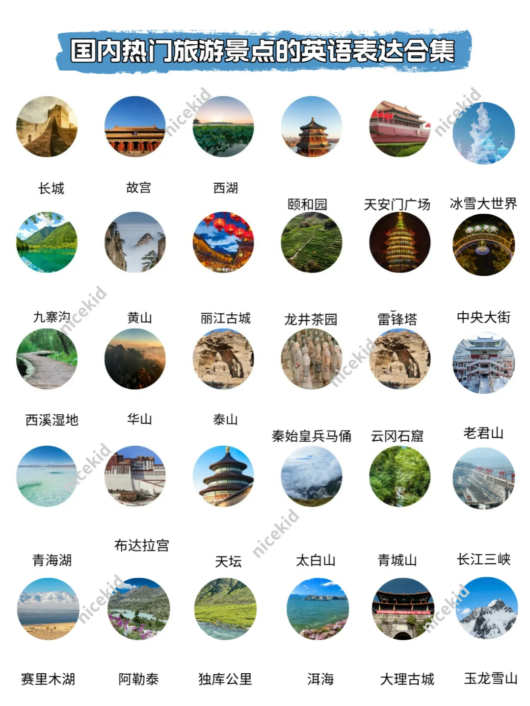 国内热门景点的英语表达合集