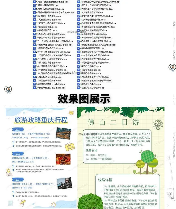 旅游手账word模板旅游计划攻略手帐电子版