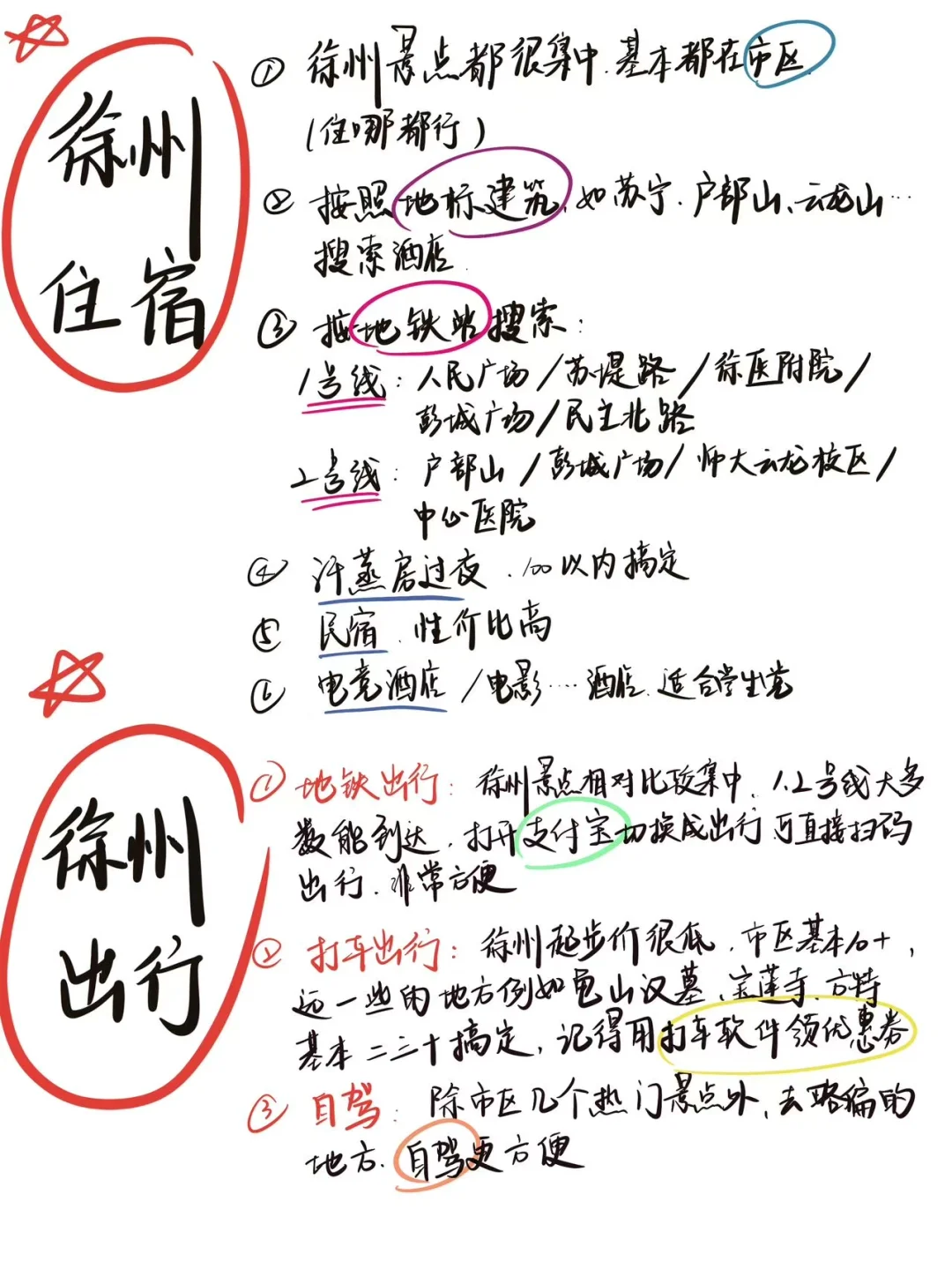 太全面‼️男朋友熬夜手写的徐州旅游攻略🥹🥹