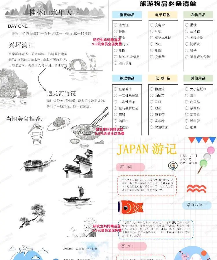 旅游手账word模板旅游计划攻略手帐电子版