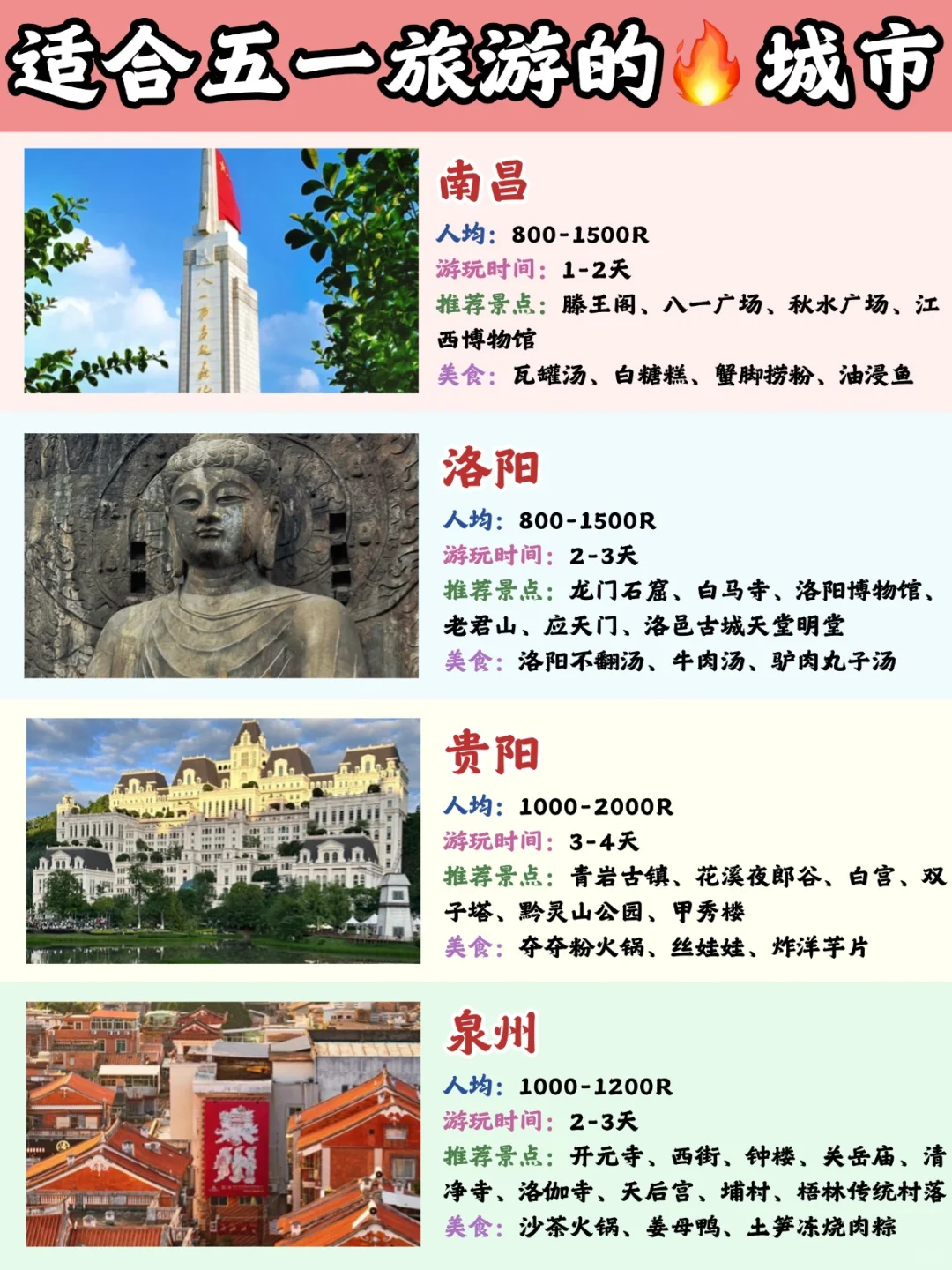 五一假期旅游shou选‼推荐超好玩的16个城市