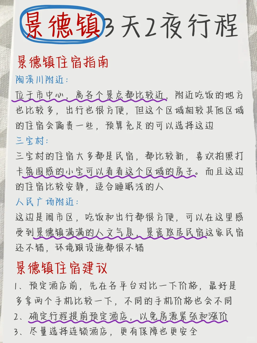 回来啦💁手写的景德镇攻略送上咯！