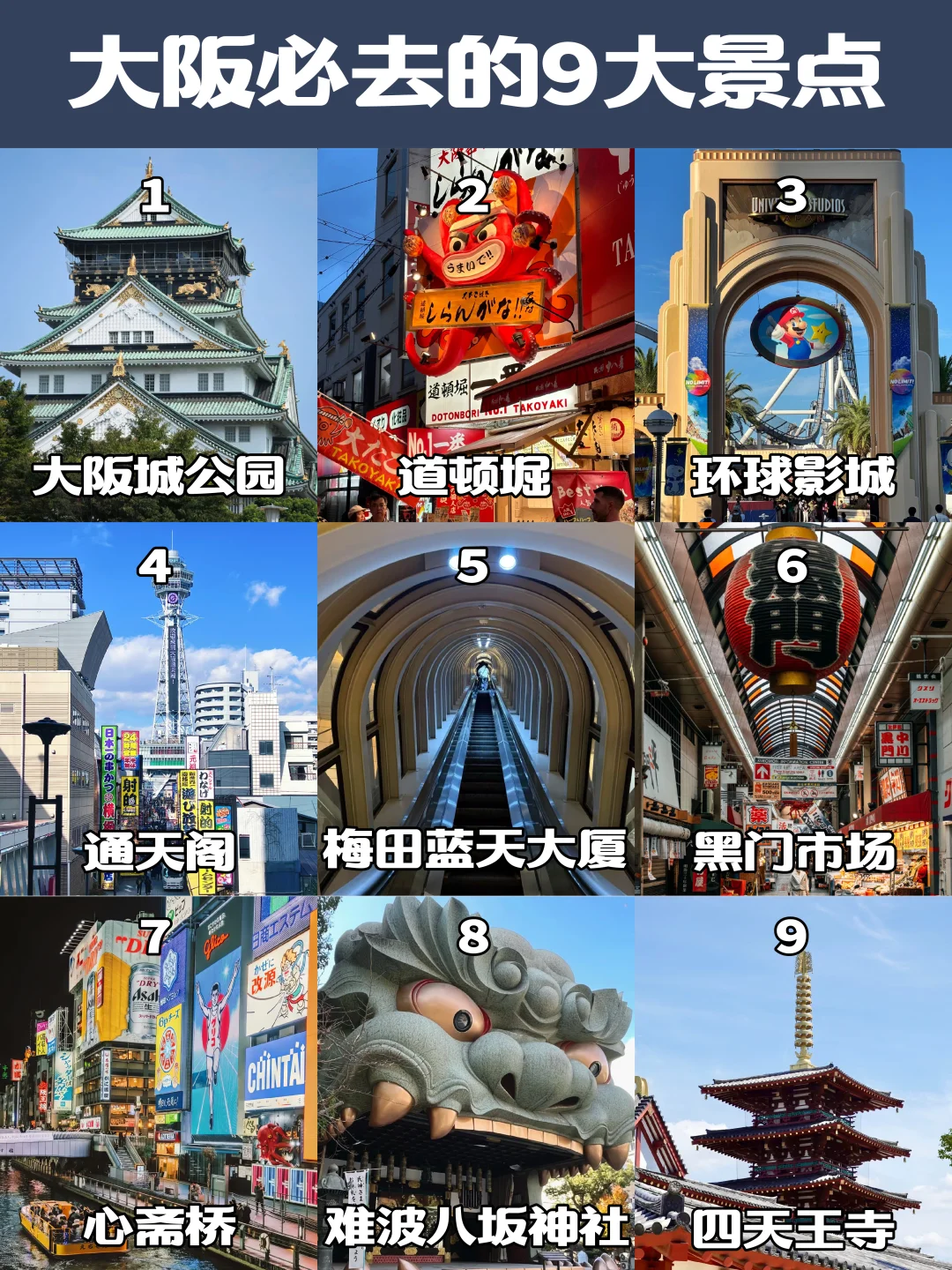 听劝!来大阪必去的的9️⃣大景点