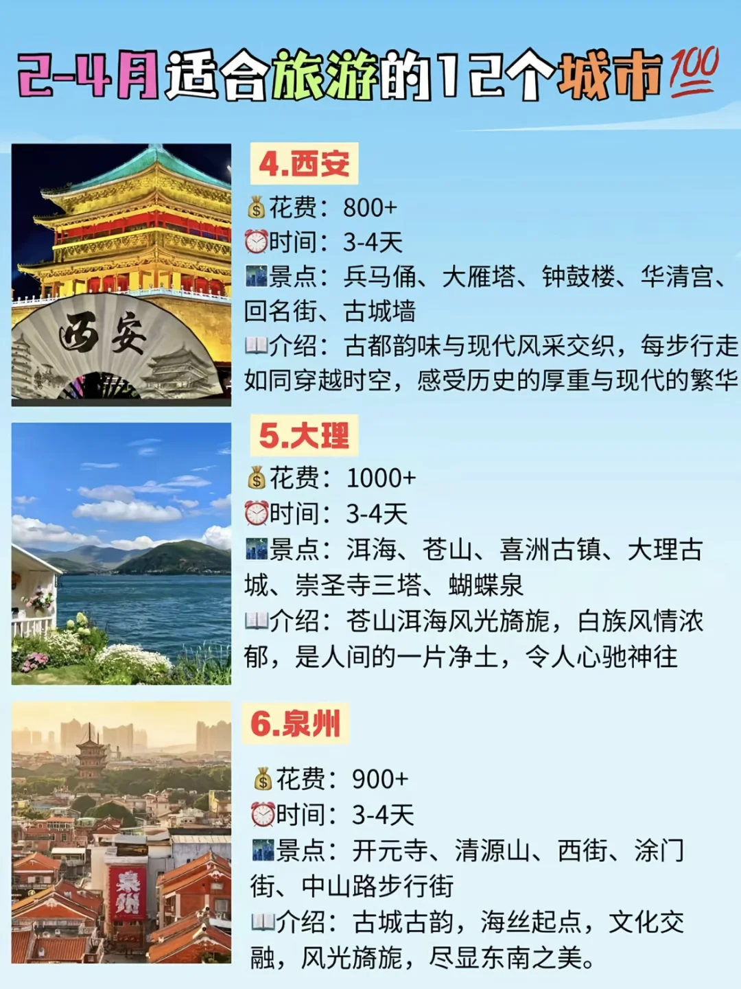 今年2-4月适合旅游的城市‼️