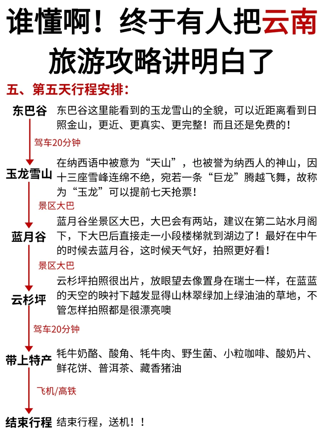 云南旅游攻略｜云南5天4晚行程，来的姐妹👭码