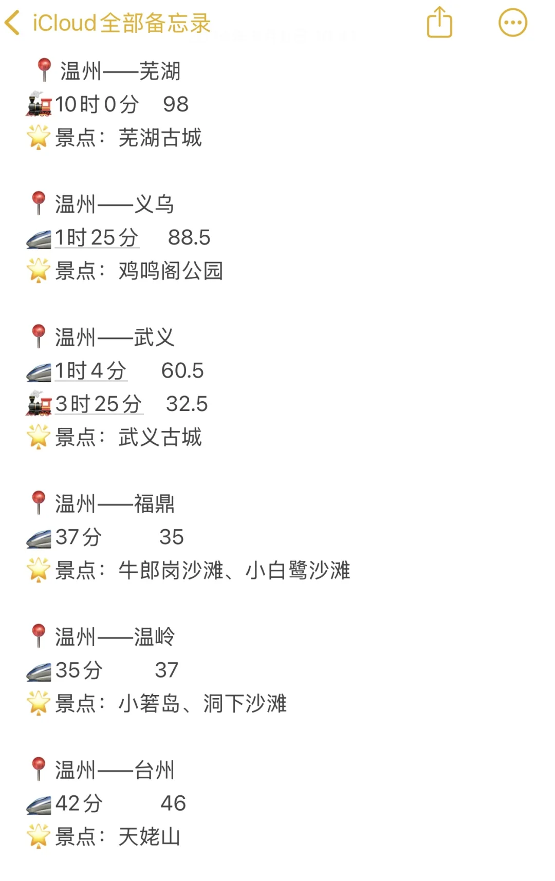 温州出发100以内直达城市（周边游）更全版