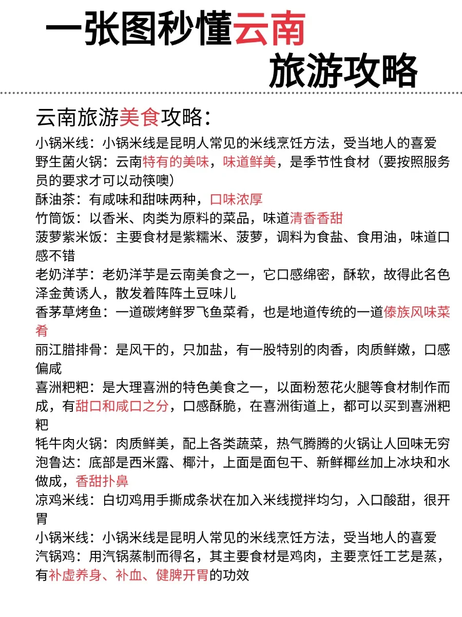 一张图读懂云南旅游攻略🧳
