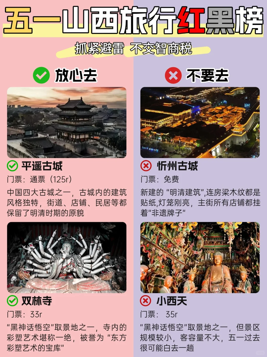 五一山西旅游红黑榜｜预约指南+保姆级攻略