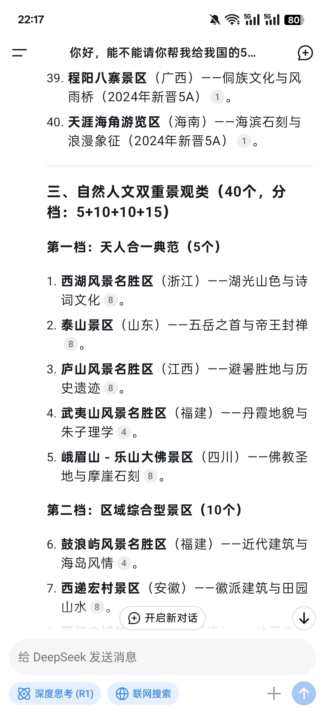 最科学的deepseek国内5A景区分档？你认可吗