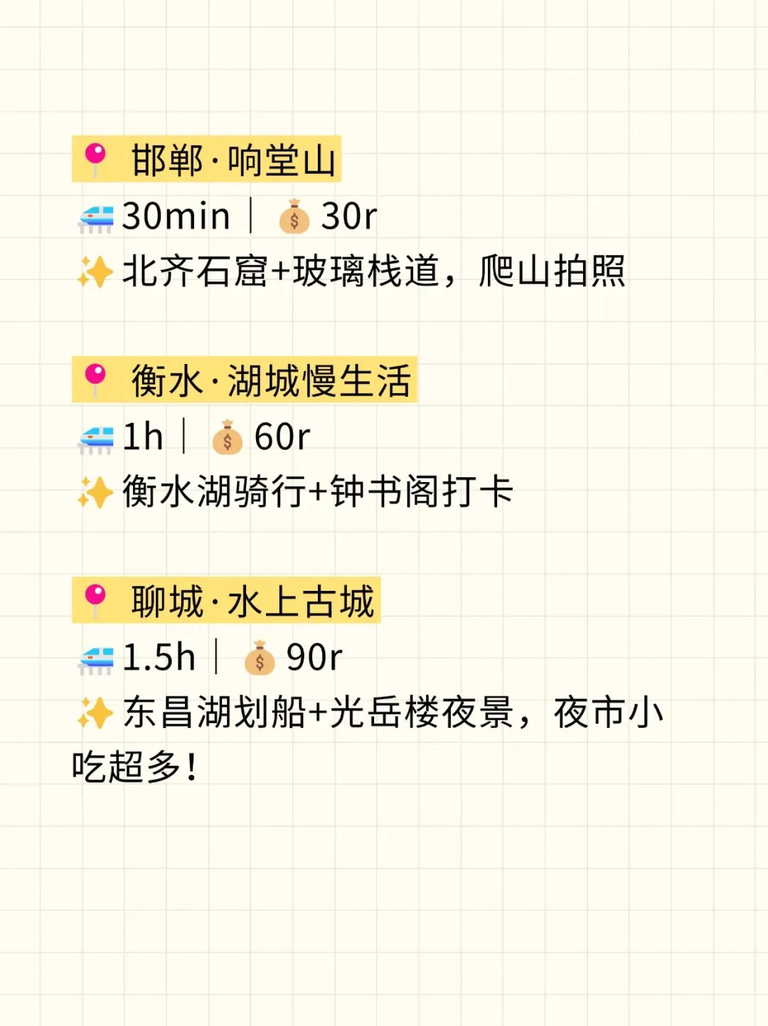 邢台1-3h直达5个小众地