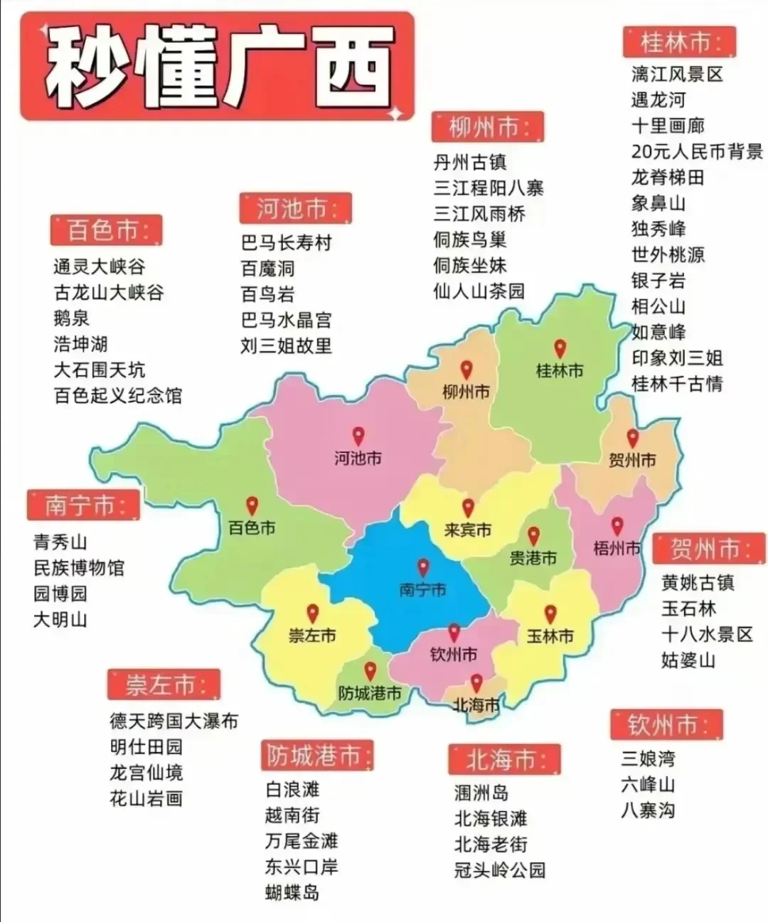 哇塞😍！这简直是全国各地旅游景点地图的