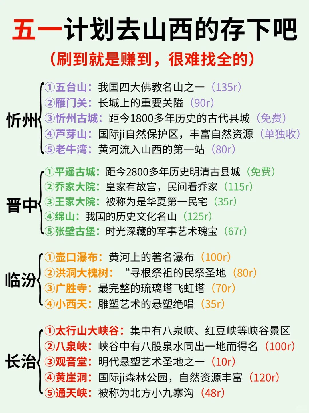 熬夜整理‼️五一必去的山西宝藏旅行地