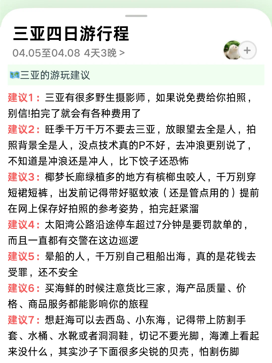 OMG❗被自己做的三亚旅游攻略满意的睡不着