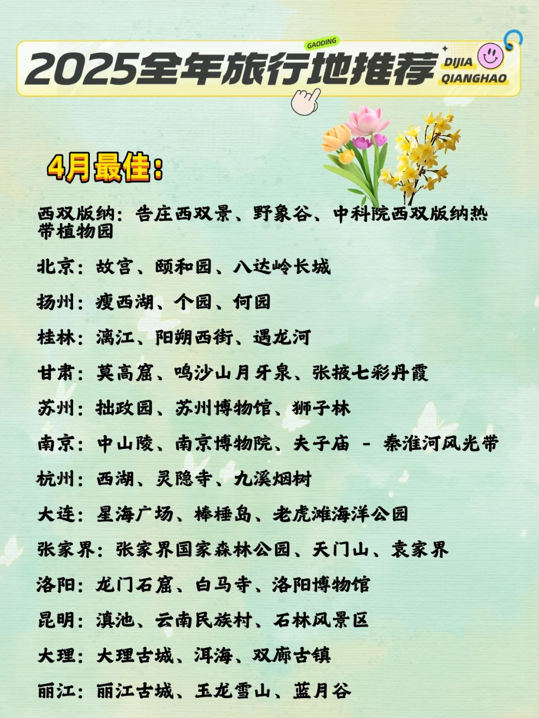 超全整理！2025全年旅游目的地清单