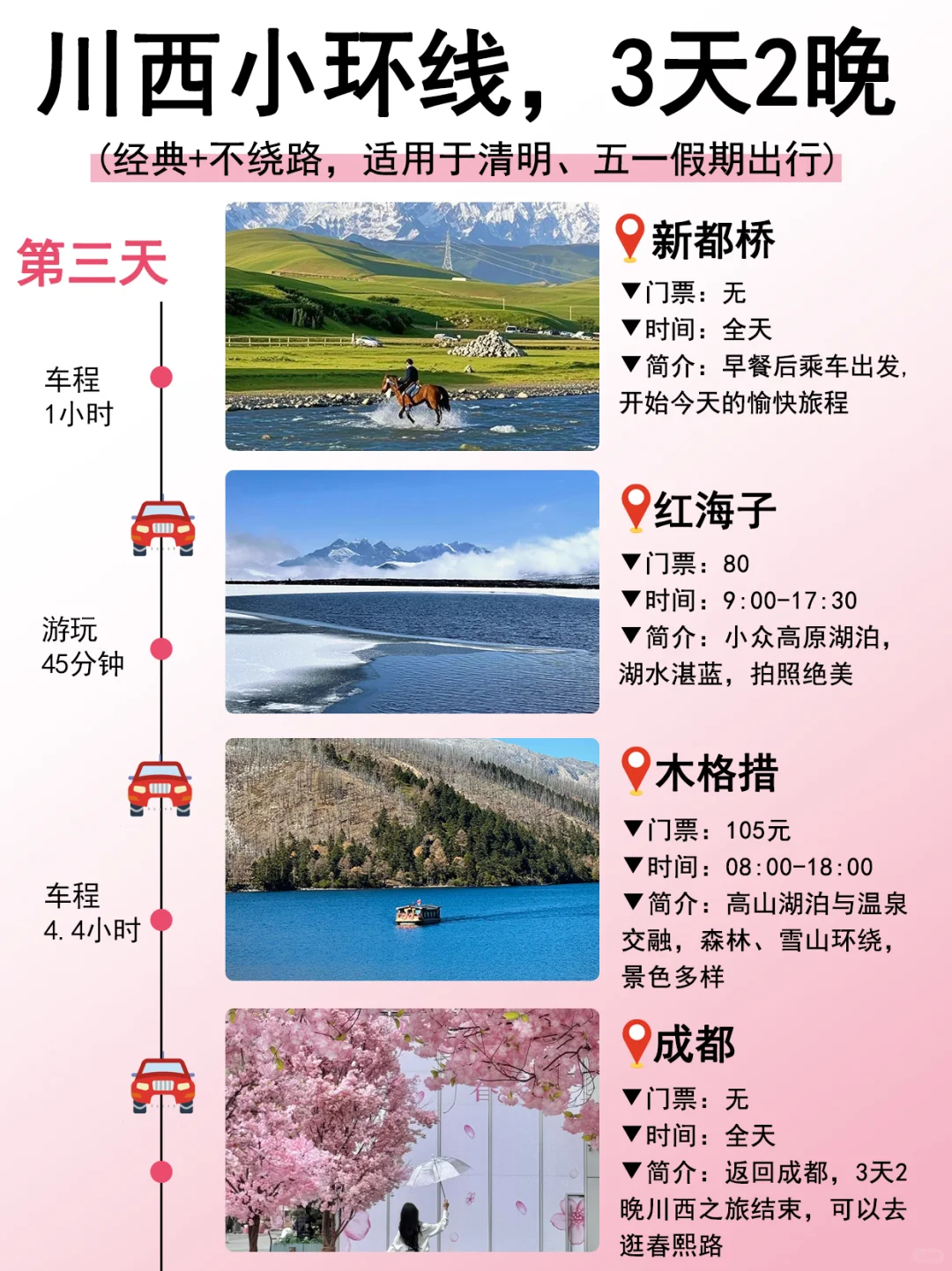 4-6月川西小环线💫3天2晚全新攻略💯