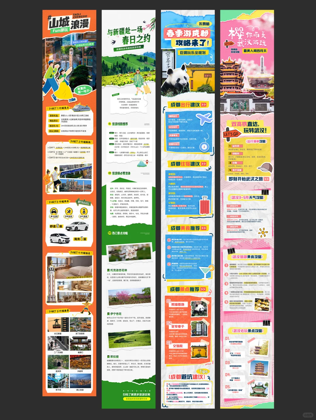 城市旅游攻略 | 促销长图排版PSD模板