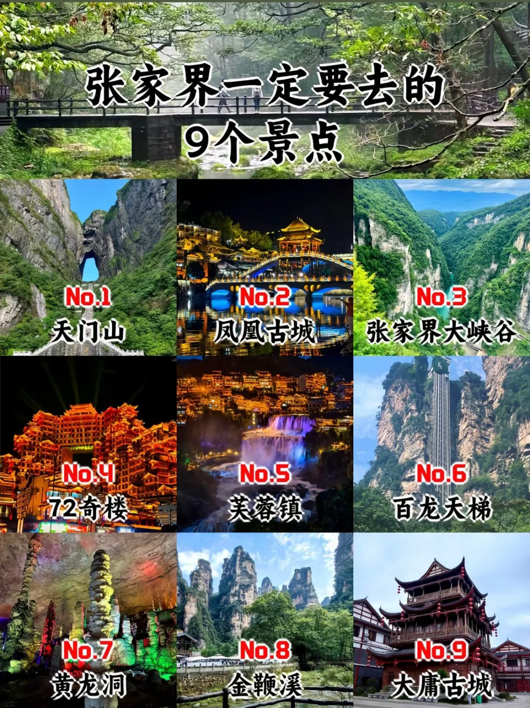 张家界一定要去的九个景点，你都去过哪几个