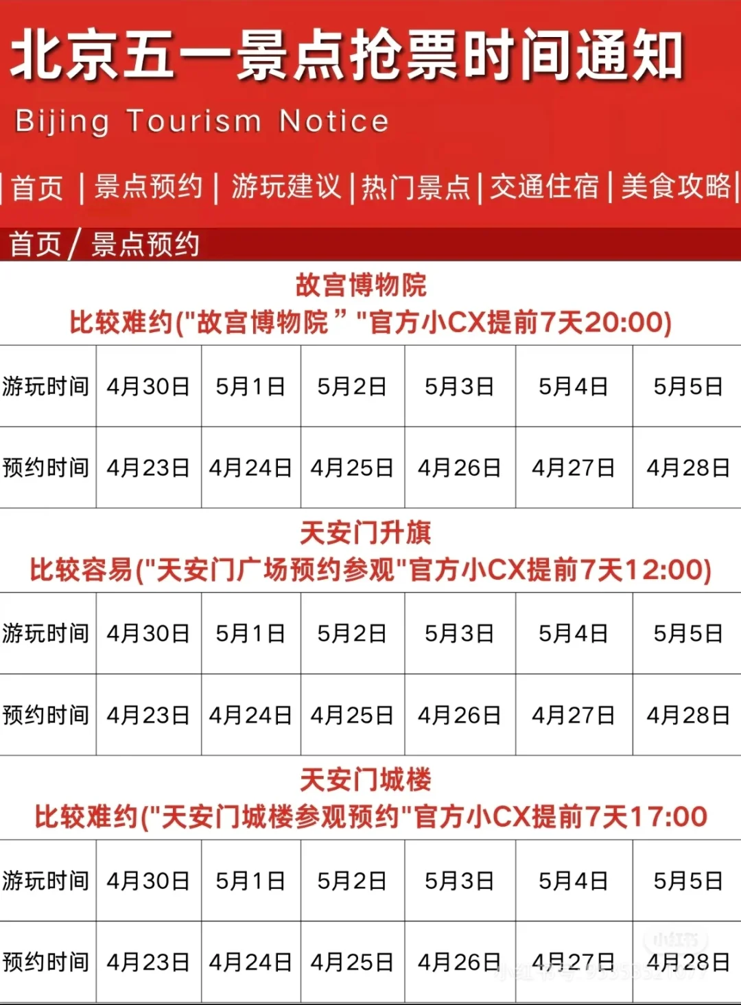 北京景点五一假期抢票攻略