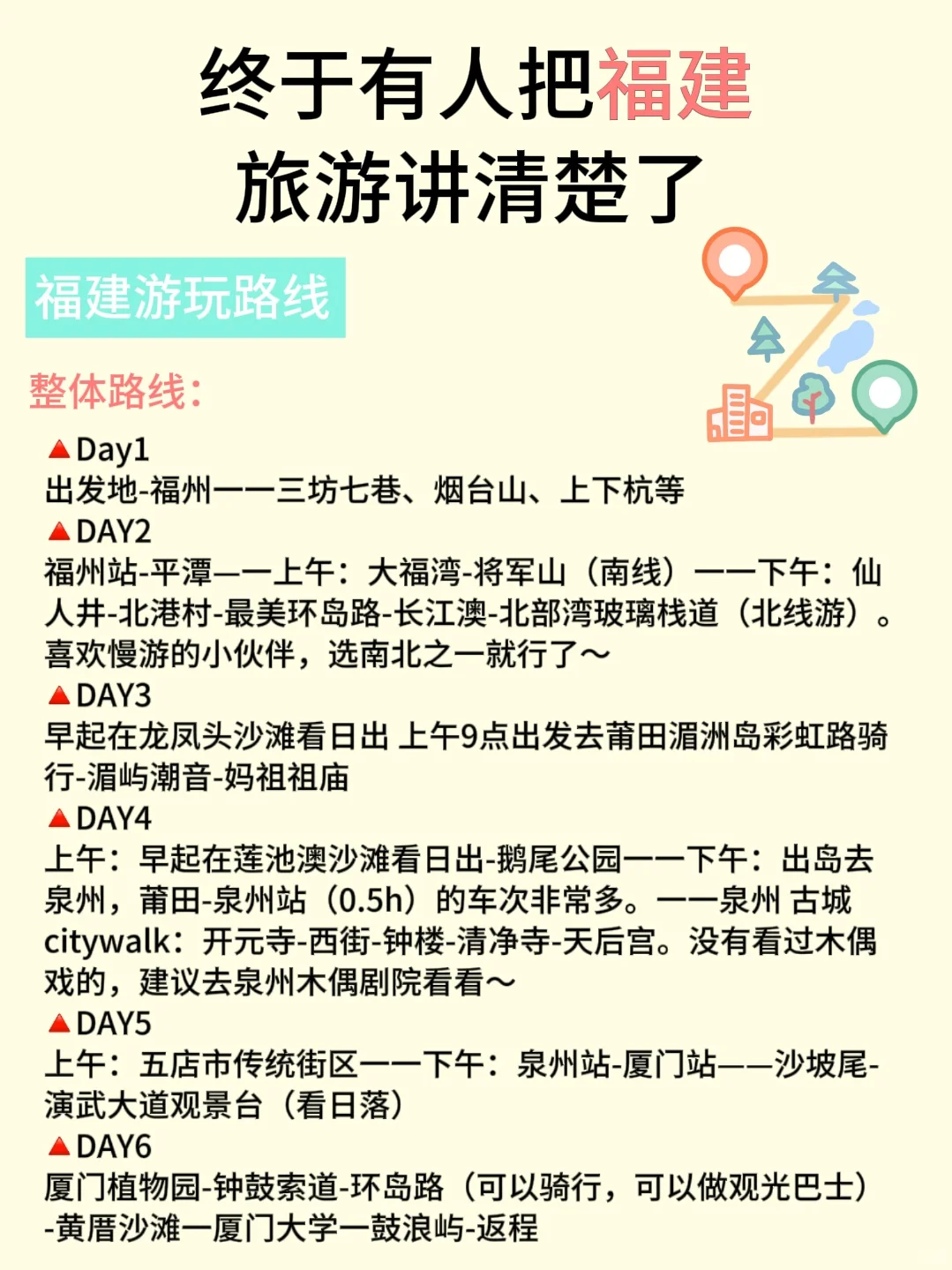 终于有人把福建旅游讲清楚了，看这张图就够