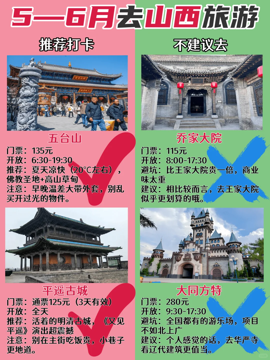 5-6月要来山西旅游的姐妹们！收好这份攻略