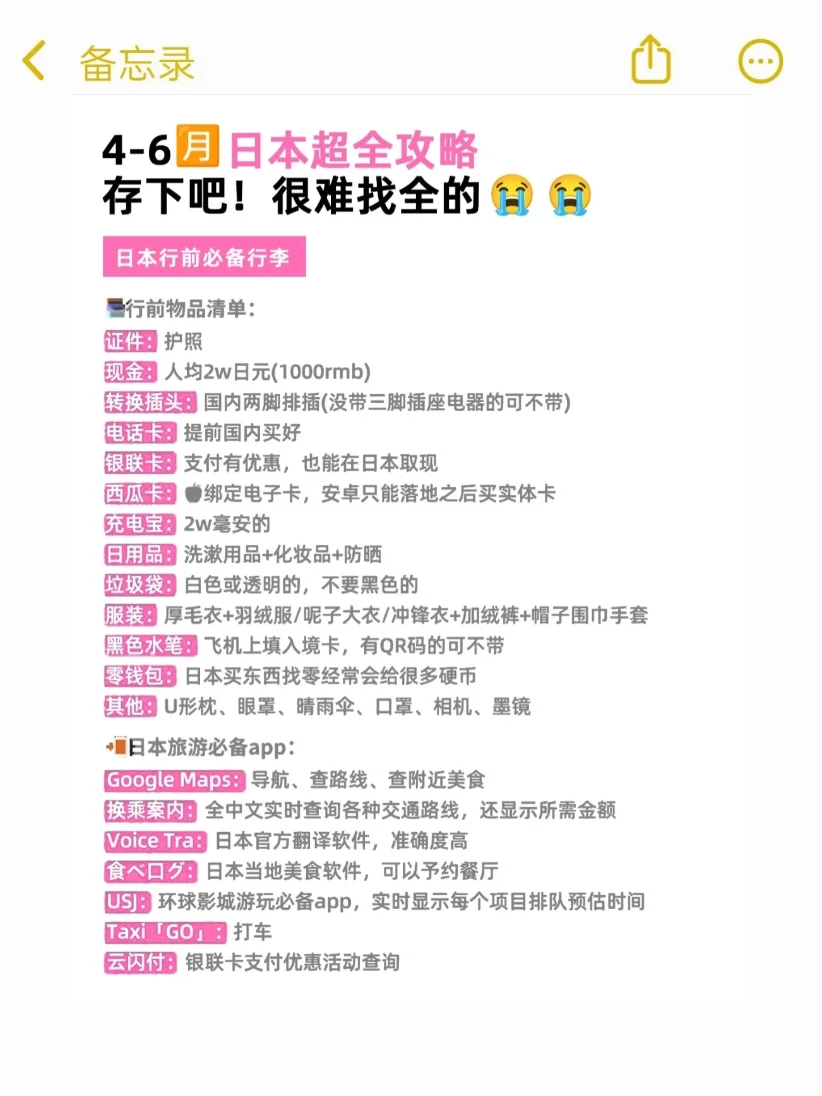 已被宰🔥4-6月去日本的姐妹👭进来听劝