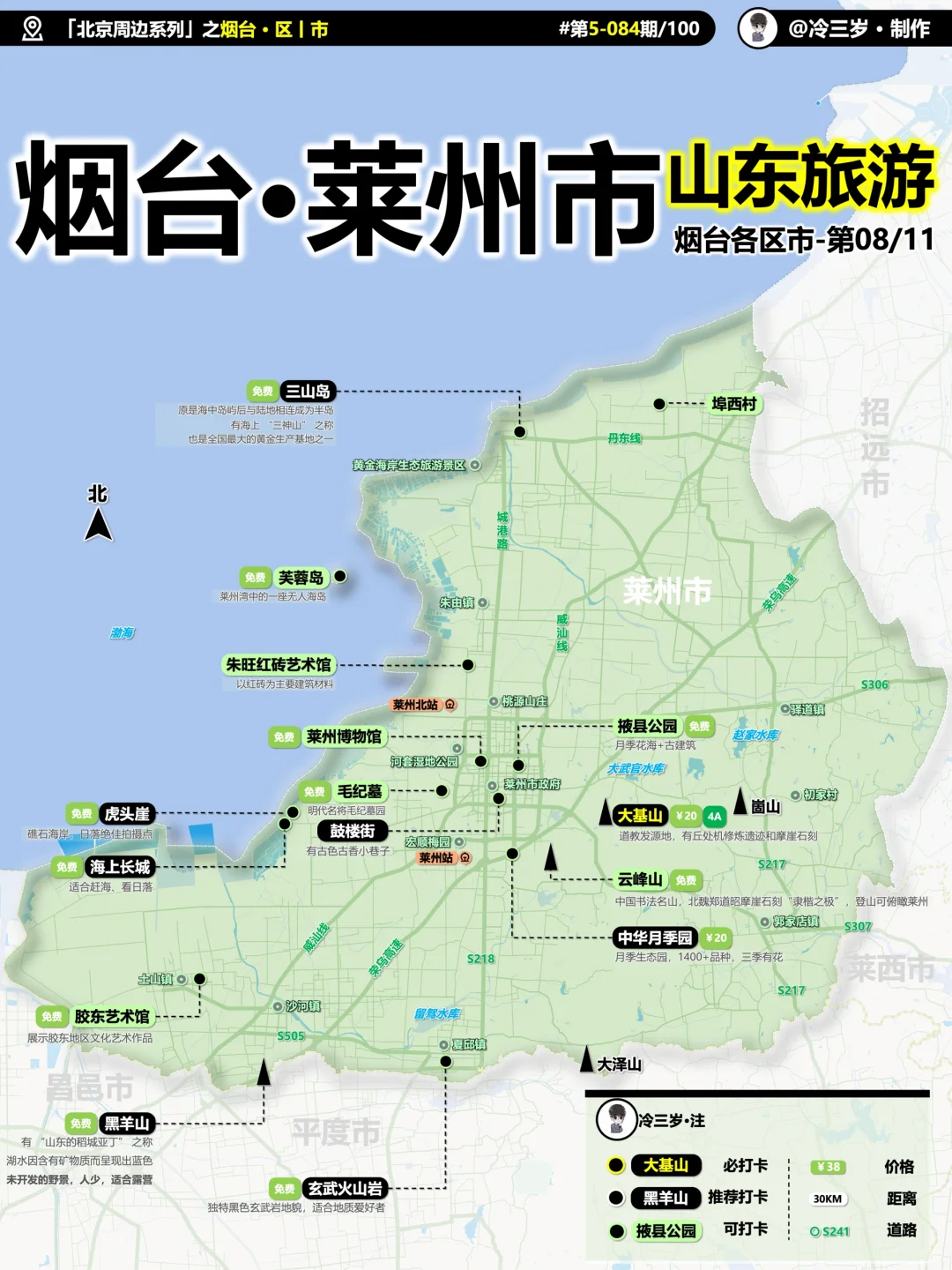 烟台11个区的旅游攻略都写好了，我五一去