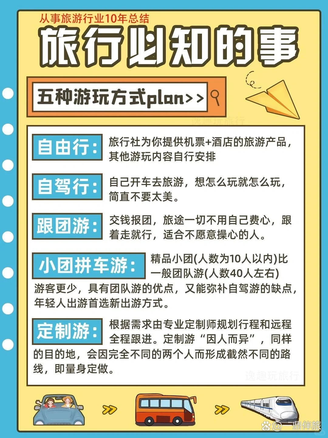 旅行五种游玩方式