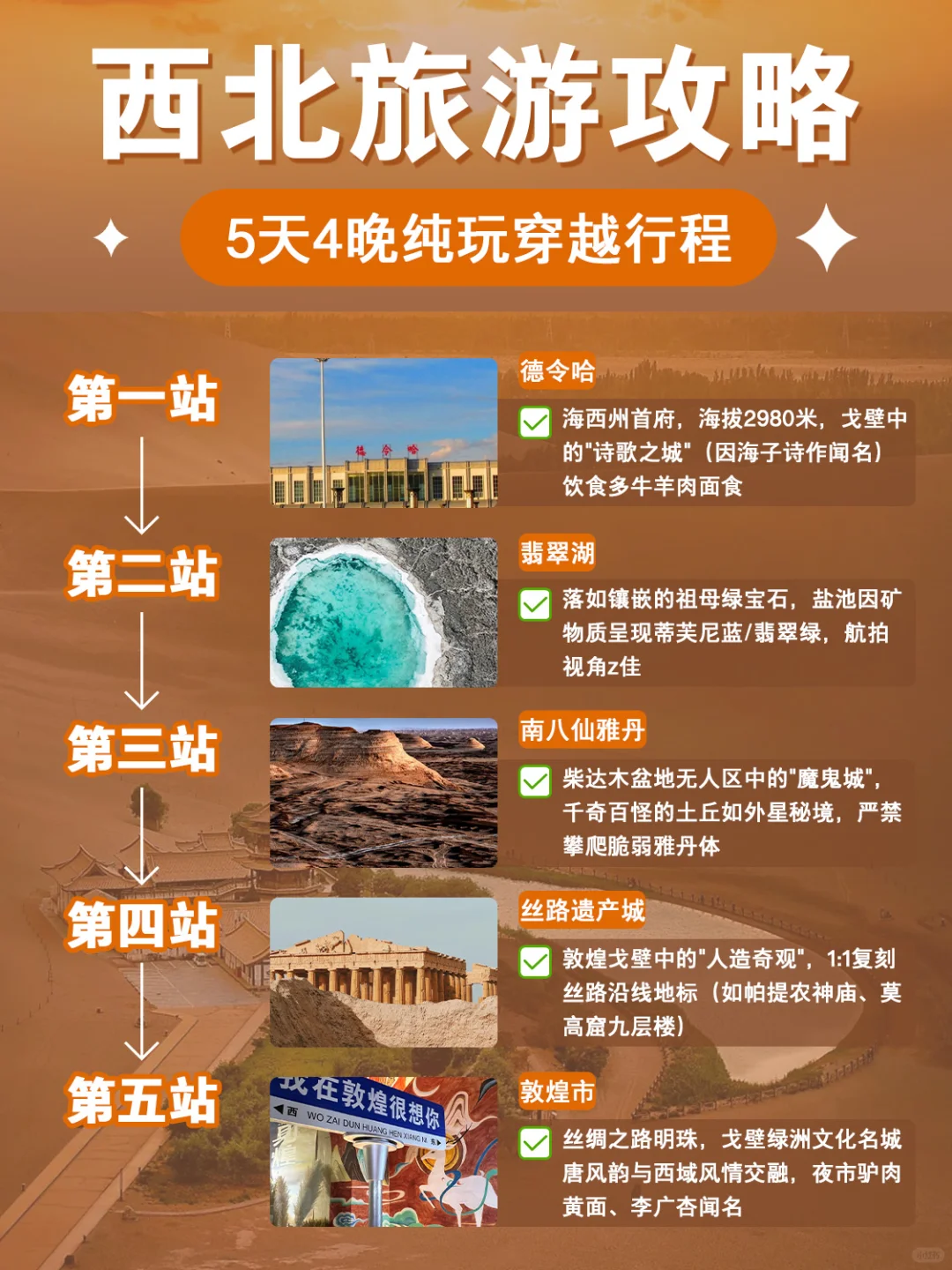 西北旅游攻略|5天4夜懒人游‼不绕路