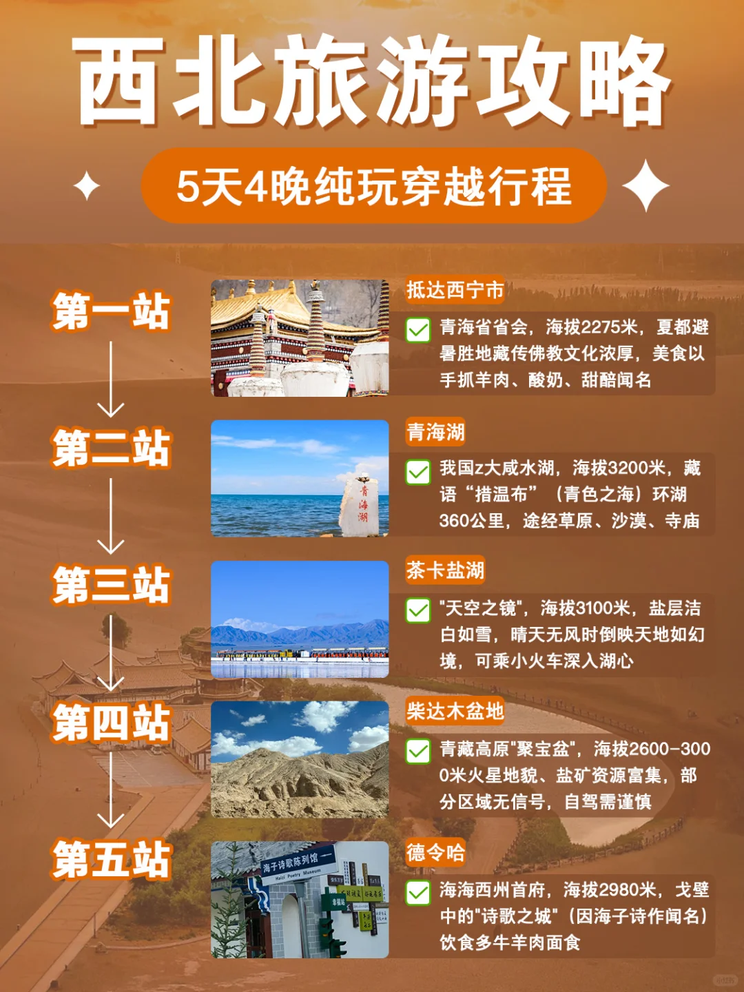 西北旅游攻略|5天4夜懒人游‼不绕路