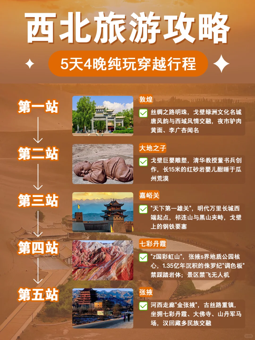 西北旅游攻略|5天4夜懒人游‼不绕路