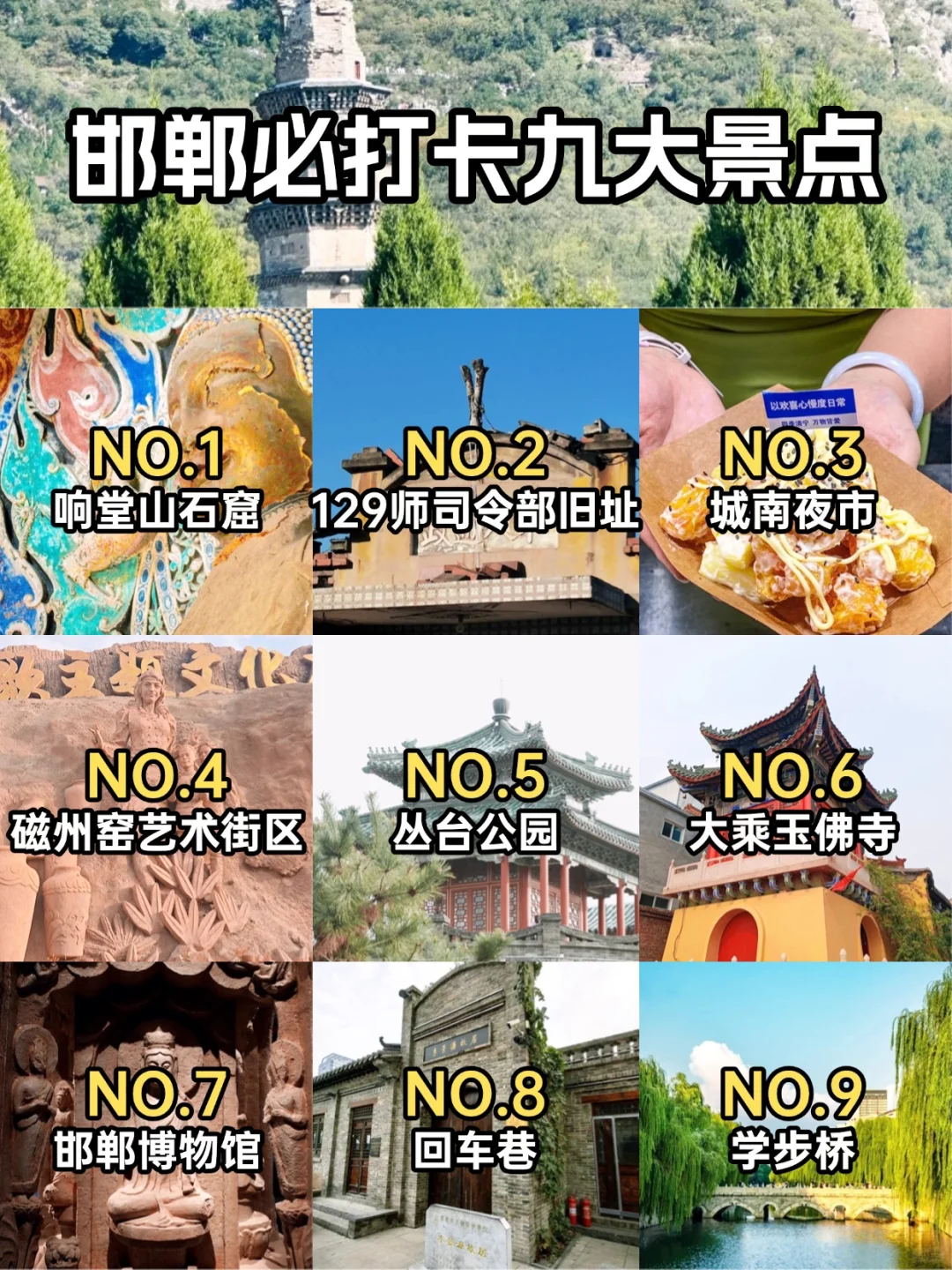 🌟 邯郸必打卡九大景点｜错过等于白来！