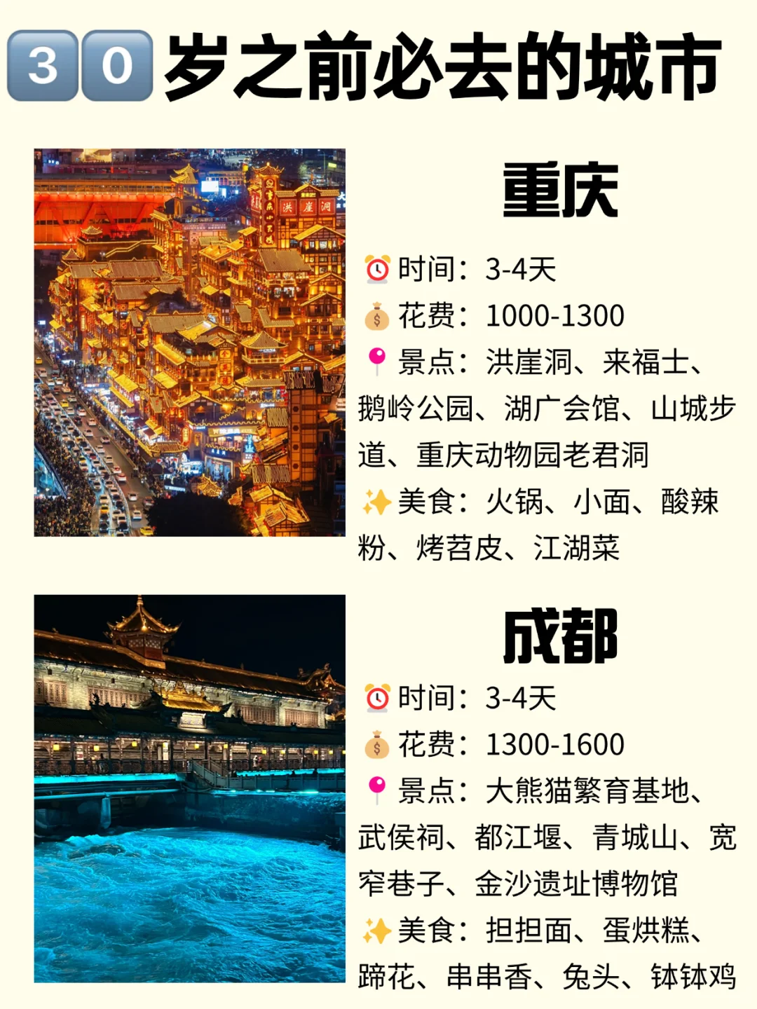 ✨30 岁前必打卡的宝藏城市！