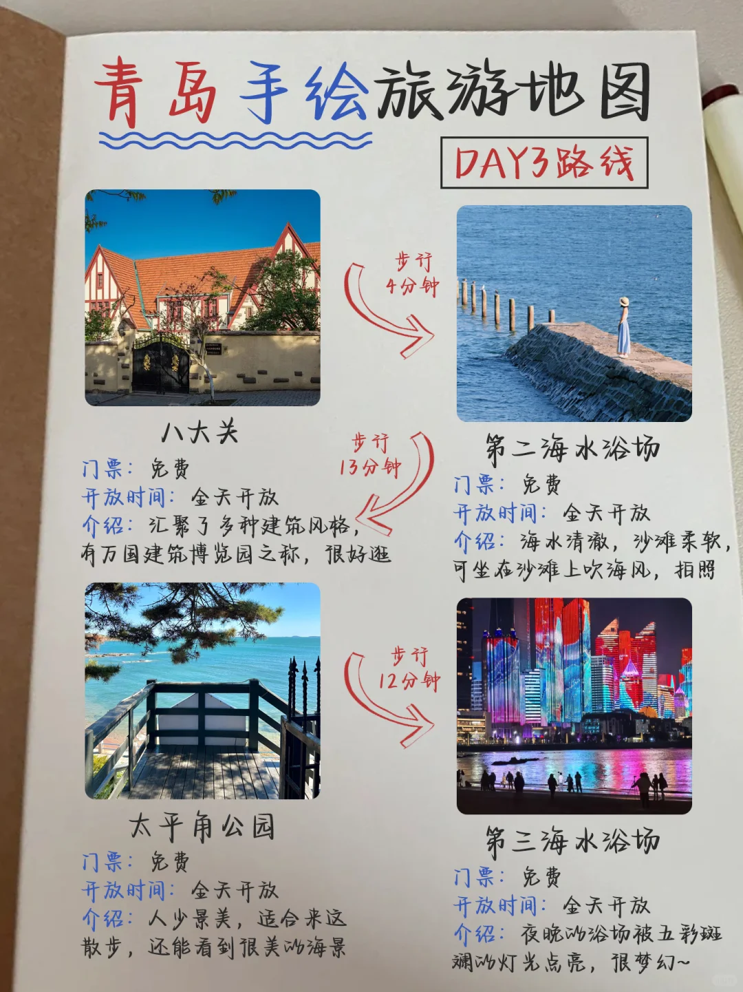 来青岛旅游！！整理了份详细的手写攻略