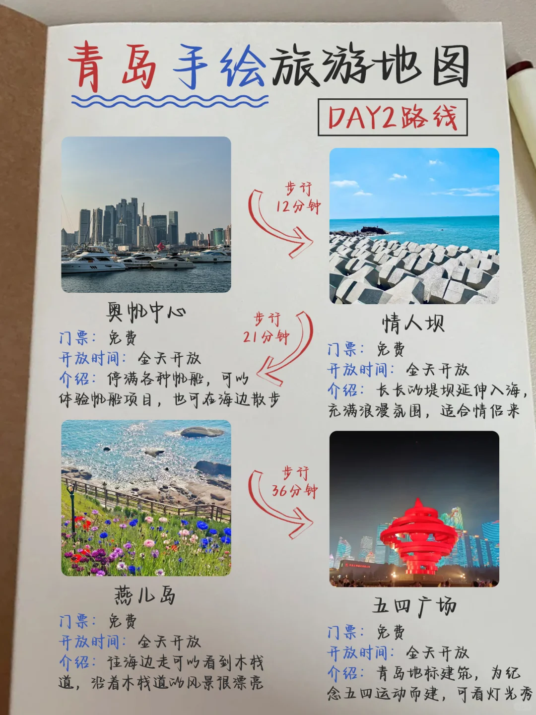 来青岛旅游！！整理了份详细的手写攻略