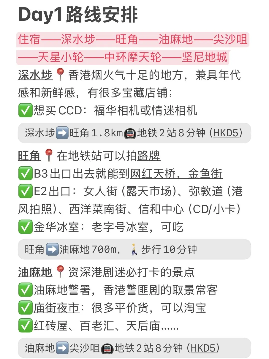 J人熬夜总结的自用香港攻略，P人直接抄作业