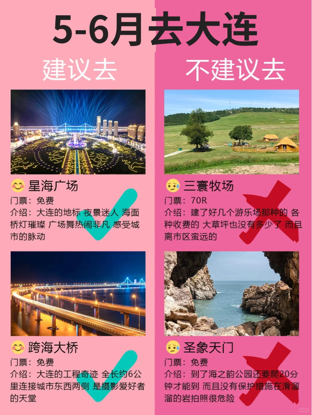 大连5月景点红黑榜📍建议去🆚不建议去