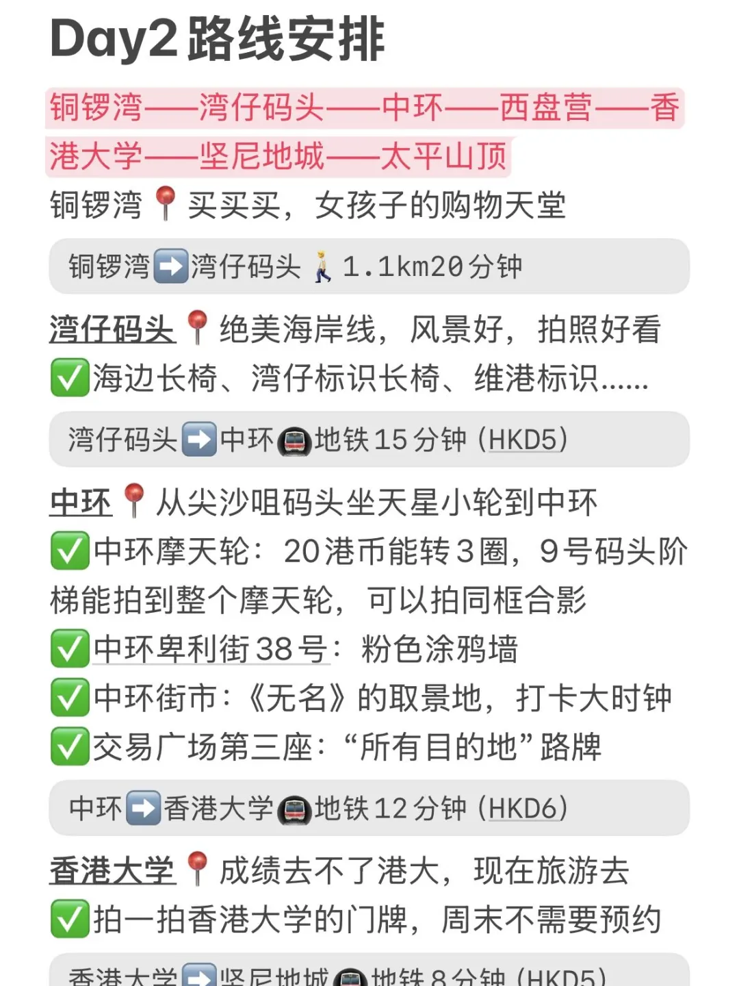 J人熬夜总结的自用香港攻略，P人直接抄作业