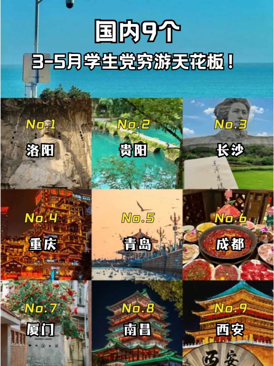 3-5月学生党穷游天花板9城人均500玩到爽！