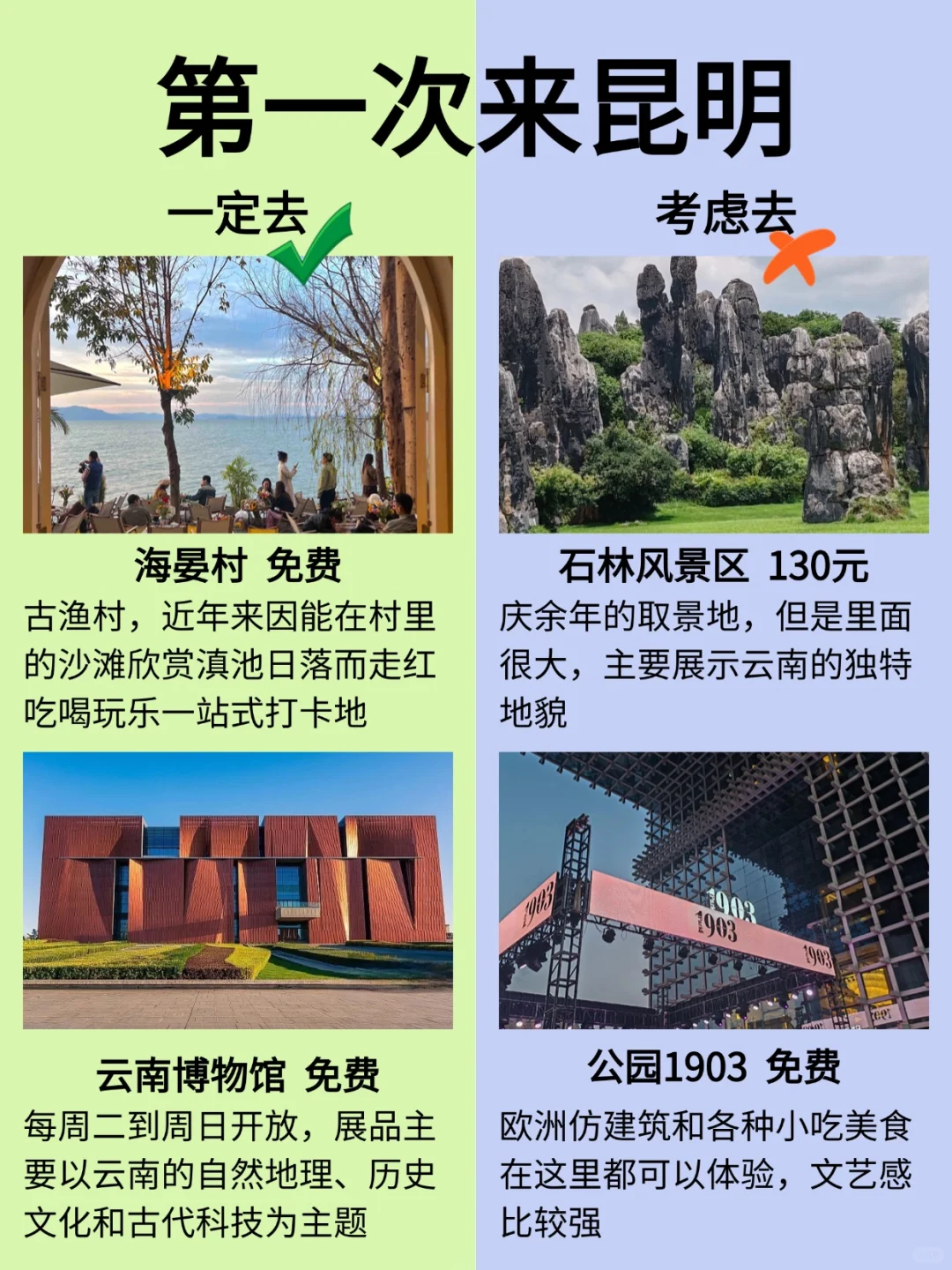 第一次去昆明，一定要去🆚可以不去