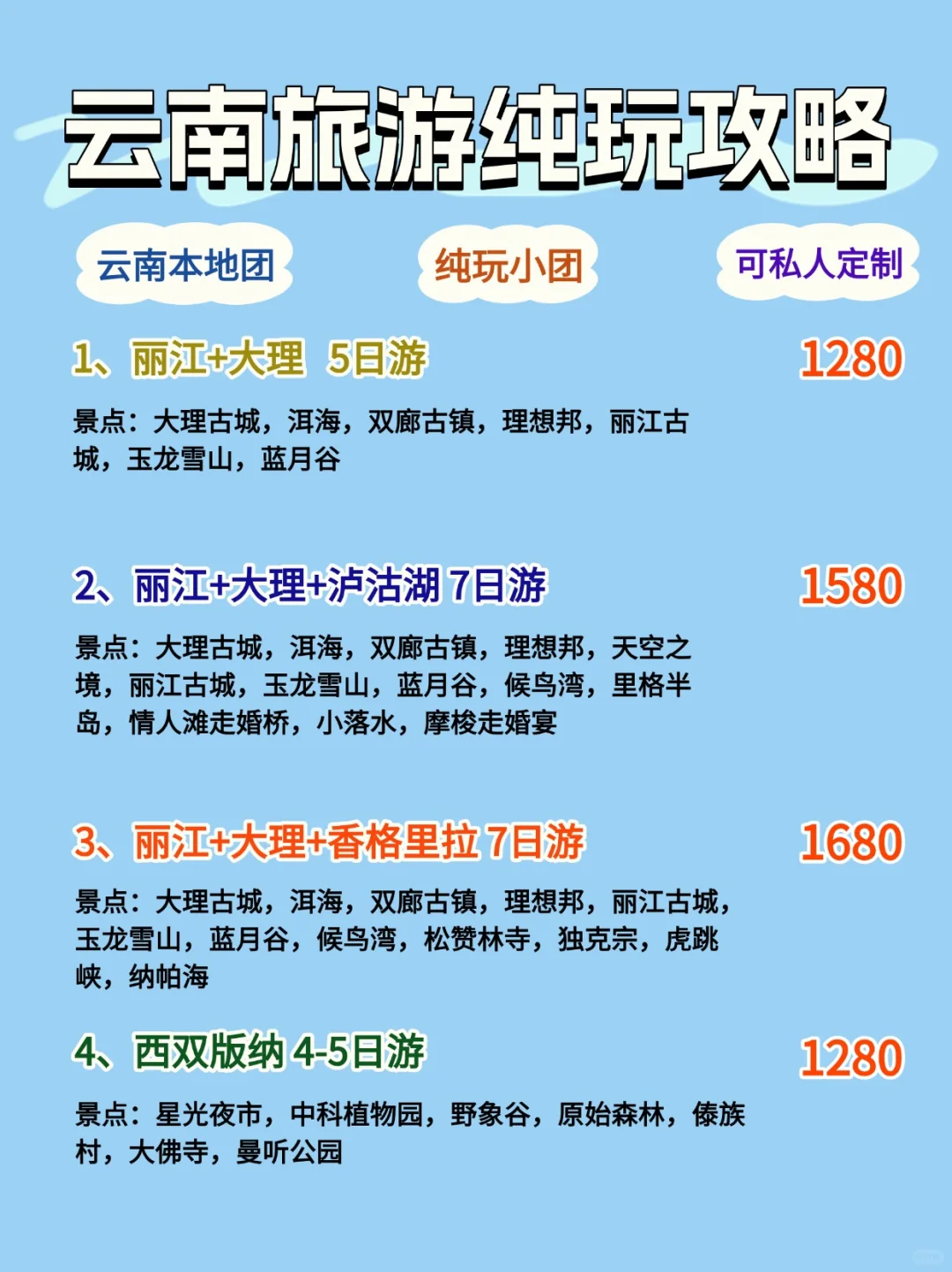 云南5天4晚大理丽江-纯玩攻略