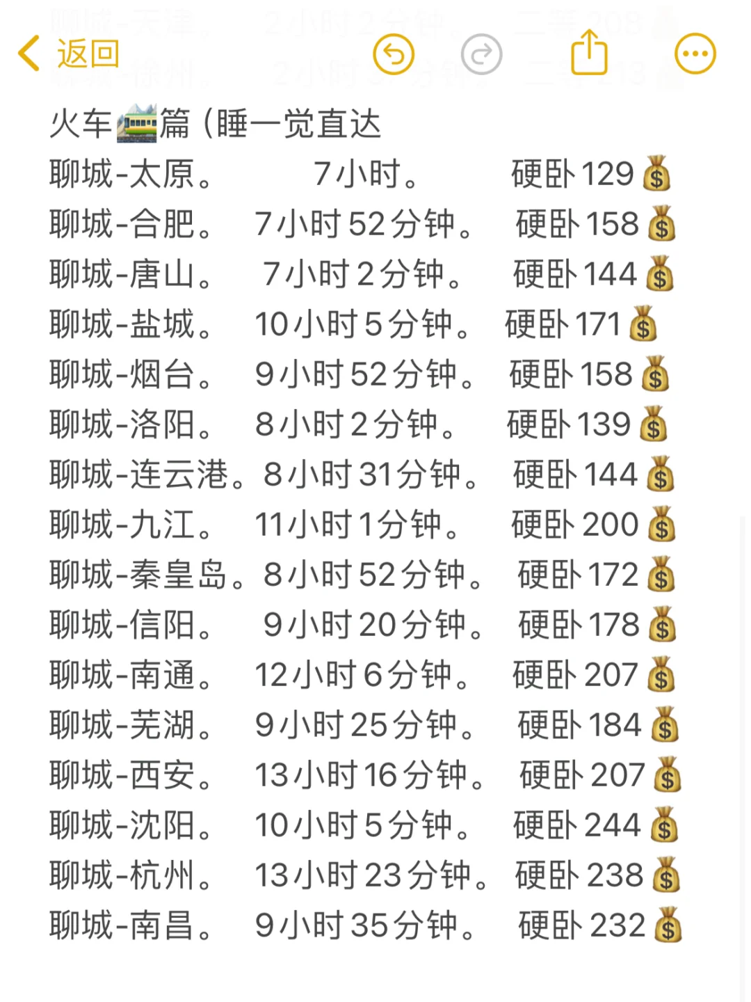 聊城200左右直达城市（周边游）