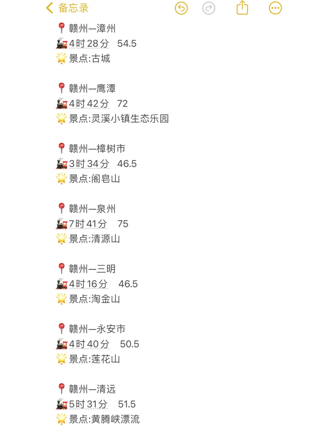 赣州100以内直达城市（周边游）更全版