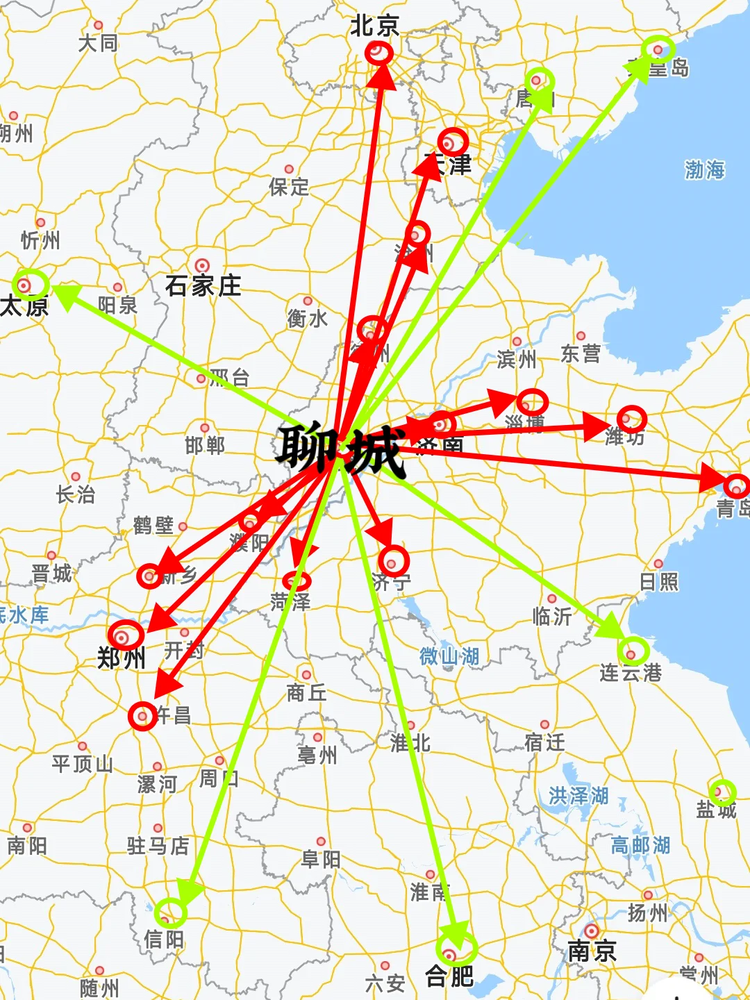 聊城200左右直达城市（周边游）