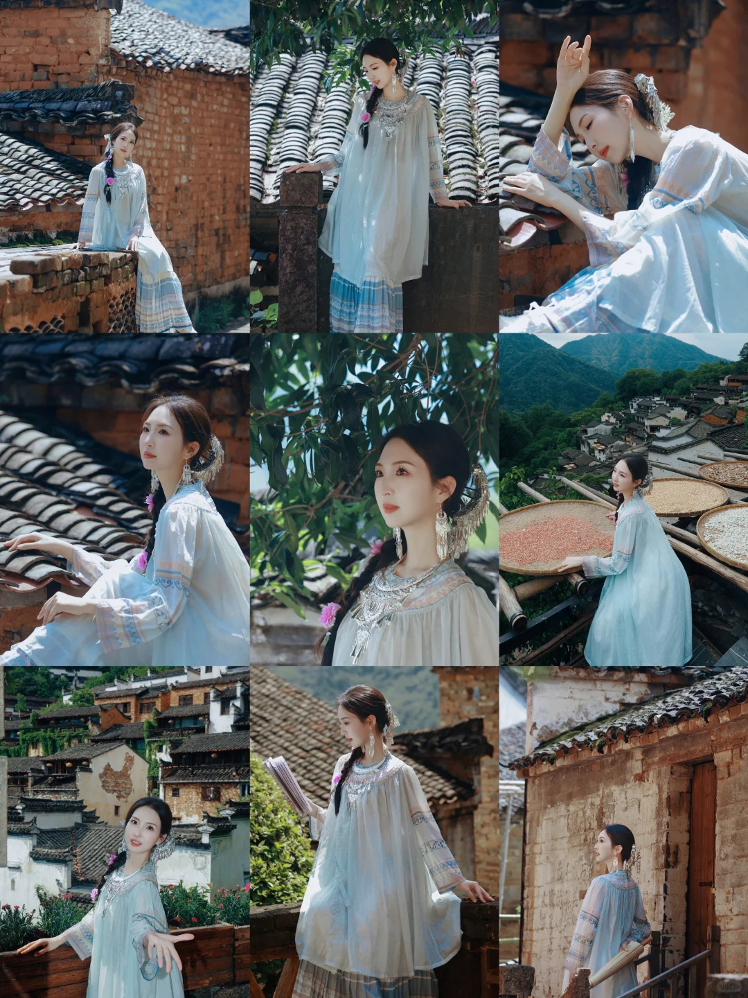 苗服在篁岭也可以拍出优雅的一面